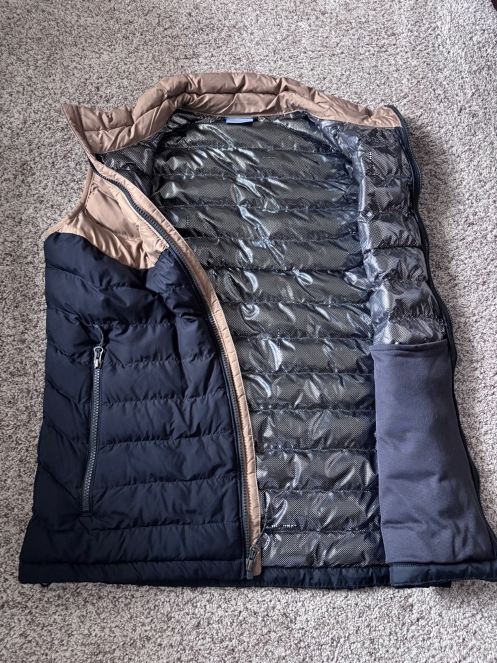 Columbia Men's Omni-Heat White Out Puffer Vest Flax/Black Lightweight Medium - Picture 7 of 10